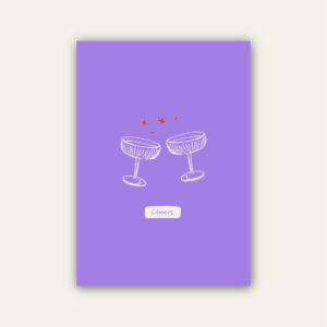 Wenskaart 'Cheers' - Feestelijke kaart voor verjaardagen, nieuwe banen en speciale gelegenheden, met ruimte voor een persoonlijke boodschap."